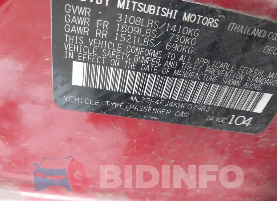 ML32F4FJ4KHF07962 Photo# 9