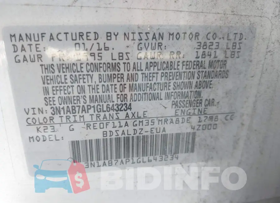 3N1AB7AP1GL643234 Photo# 9