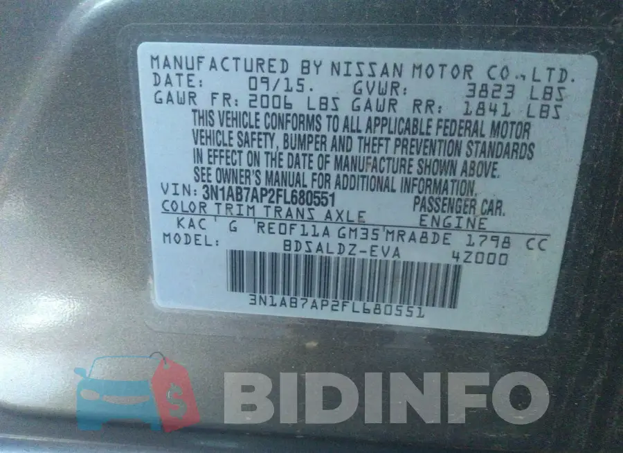 3N1AB7AP2FL680551 Photo# 9