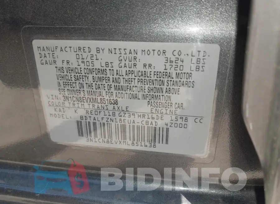 3N1CN8EVXML851638 Photo# 9