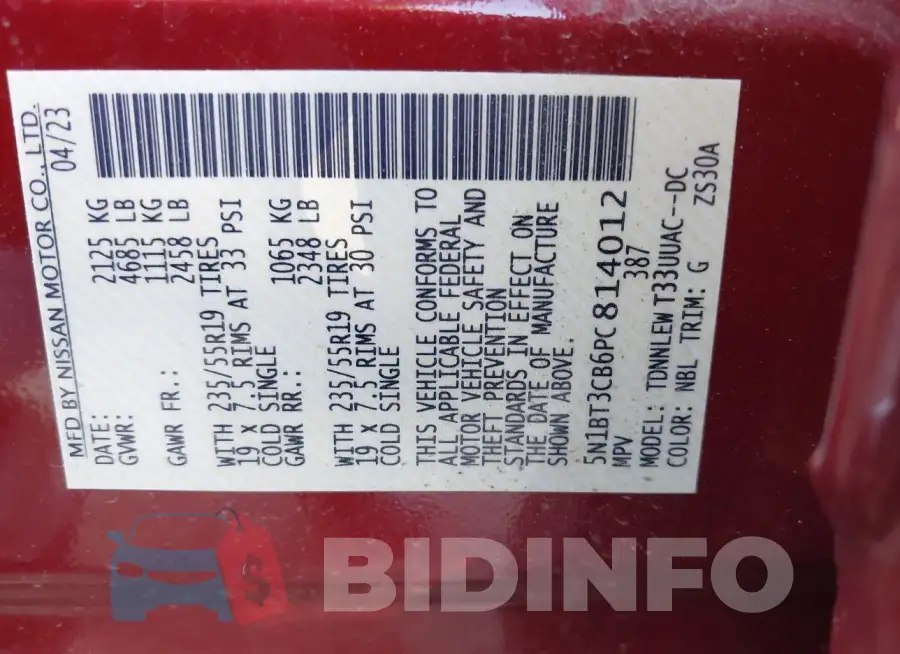 5N1BT3CB6PC814012 Photo# 9