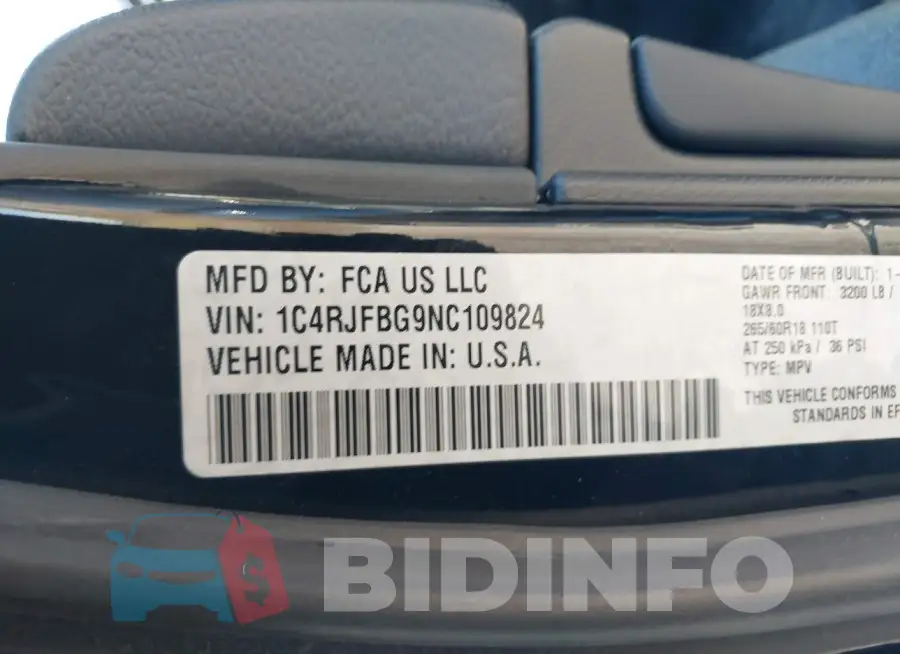 1C4RJFBG9NC109824 Photo# 9