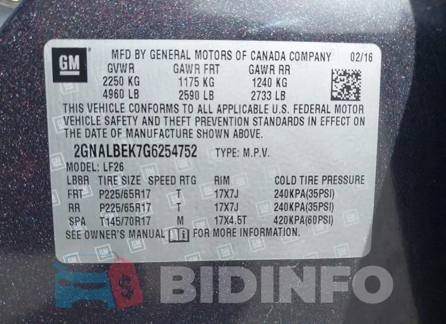 2GNALBEK7G6254752 Photo# 9