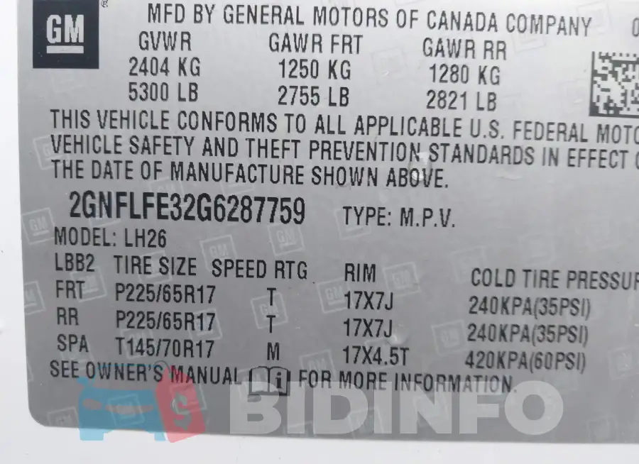 2GNFLFE32G6287759 Photo# 9