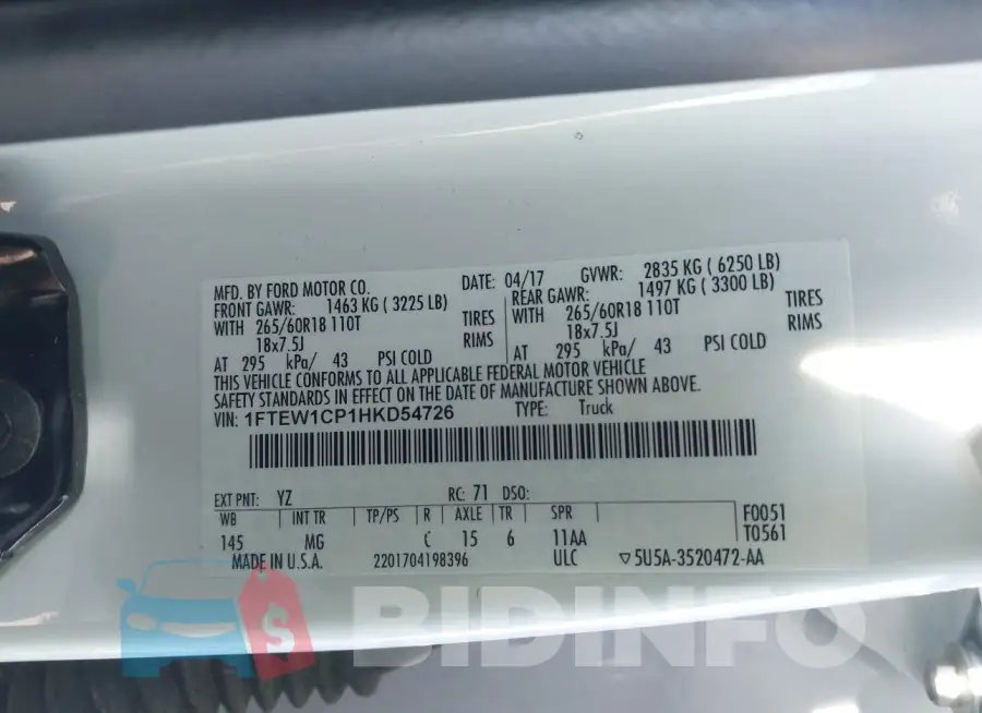 1FTEW1CP1HKD54726 Photo# 9