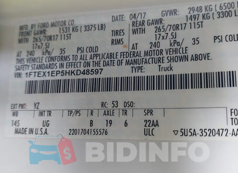 1FTEX1EP5HKD48597 Photo# 9