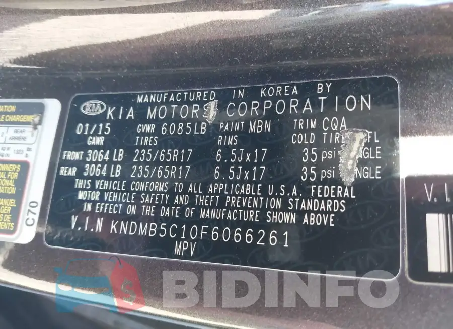 KNDMB5C10F6066261 Photo# 9