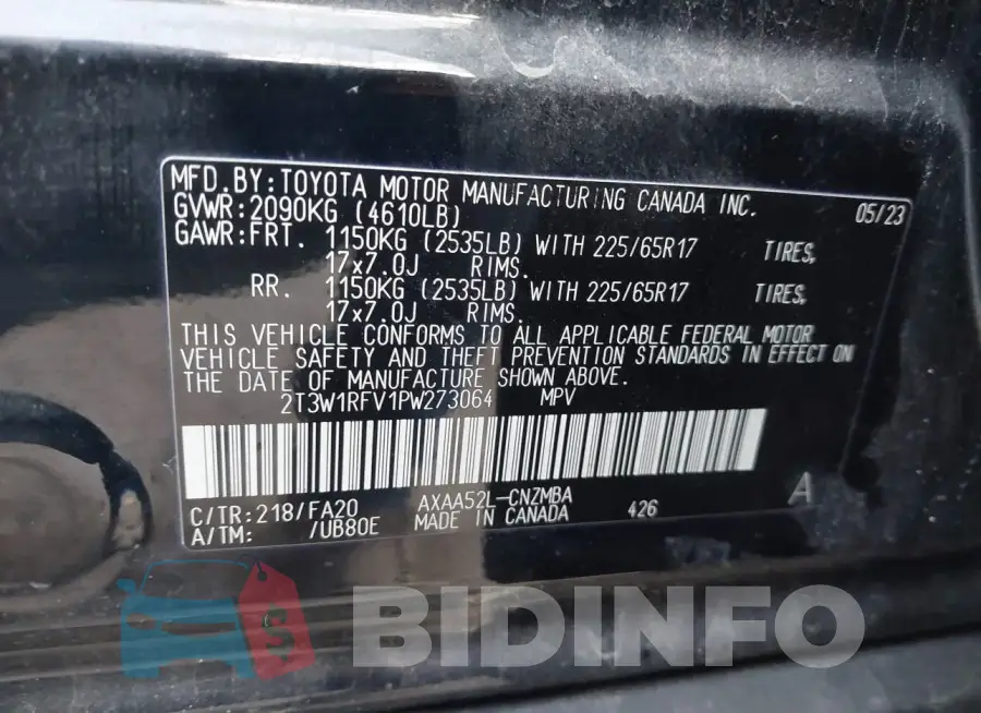 2T3W1RFV1PW273064 Photo# 9