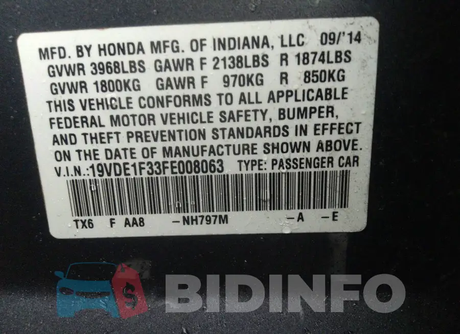 19VDE1F33FE008063 Photo# 9