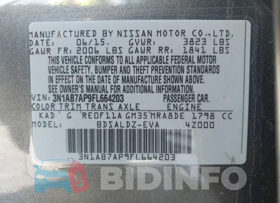 3N1AB7AP9FL664203 Photo# 9