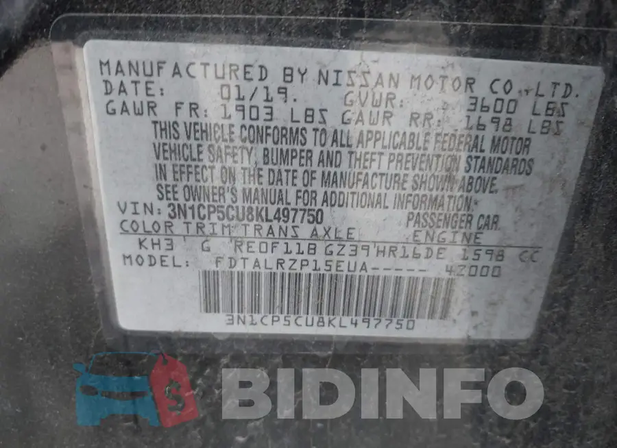 3N1CP5CU8KL497750 Photo# 9