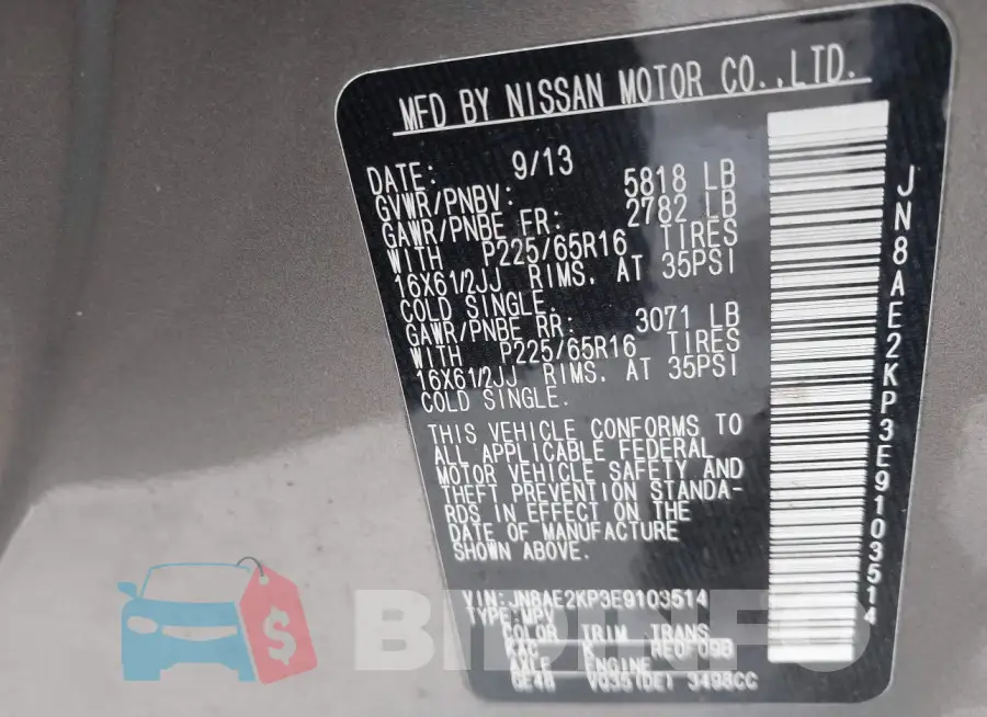 JN8AE2KP3E9103514 Photo# 9