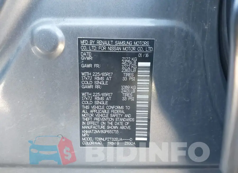 KNMAT2MV8GP651715 Photo# 9