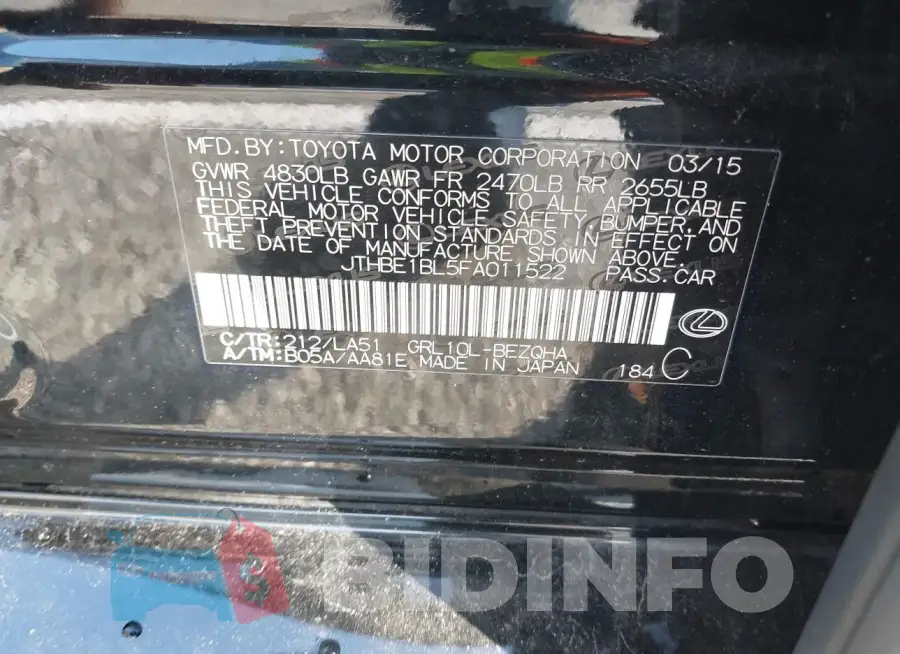 JTHBE1BL5FA011522 Photo# 9