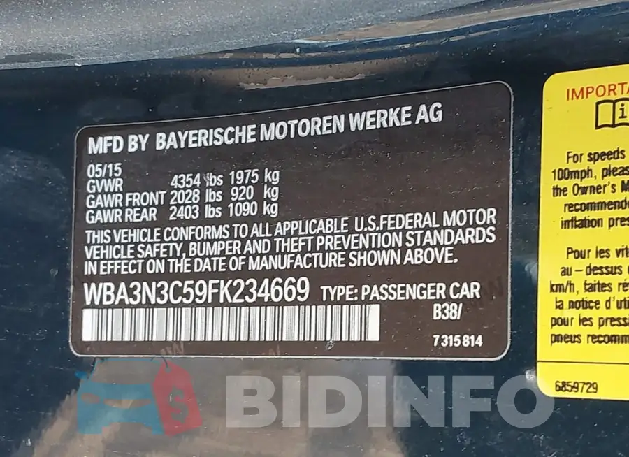 WBA3N3C59FK234669 Photo# 9