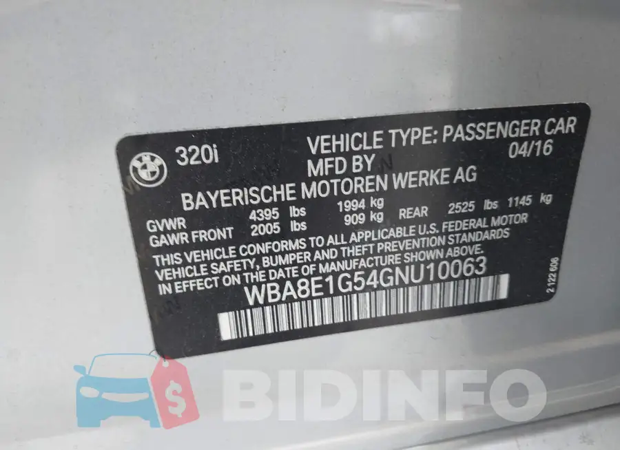 WBA8E1G54GNU10063 Photo# 9