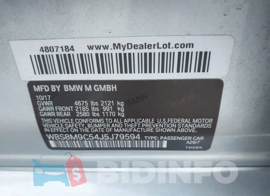 WBS8M9C54J5J79594 Photo# 9