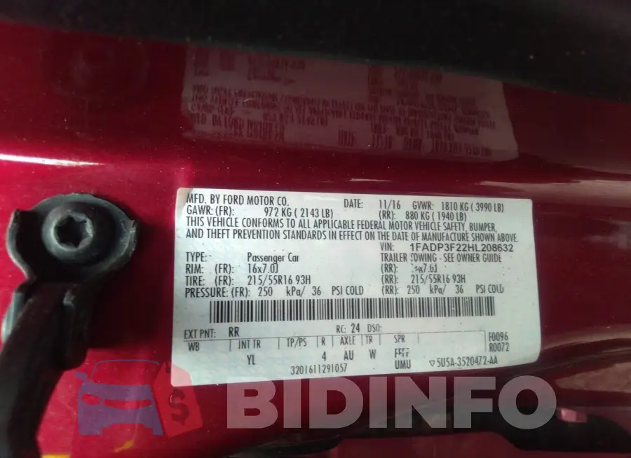 1FADP3F22HL208632 Photo# 9