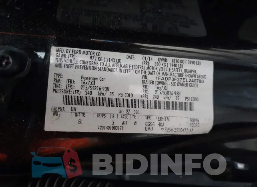1FADP3F27EL240780 Photo# 9