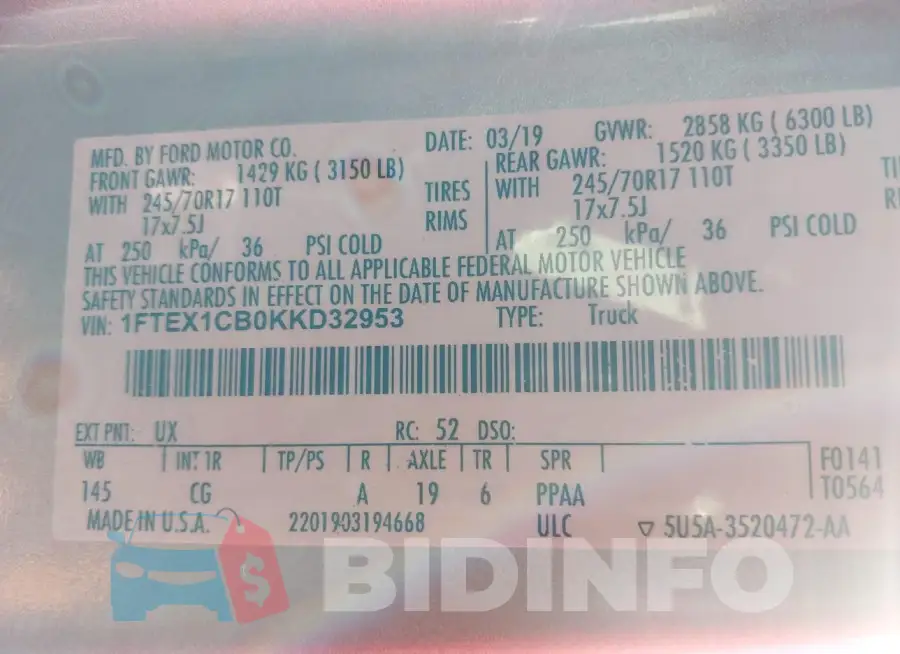 1FTEX1CB0KKD32953 Photo# 9