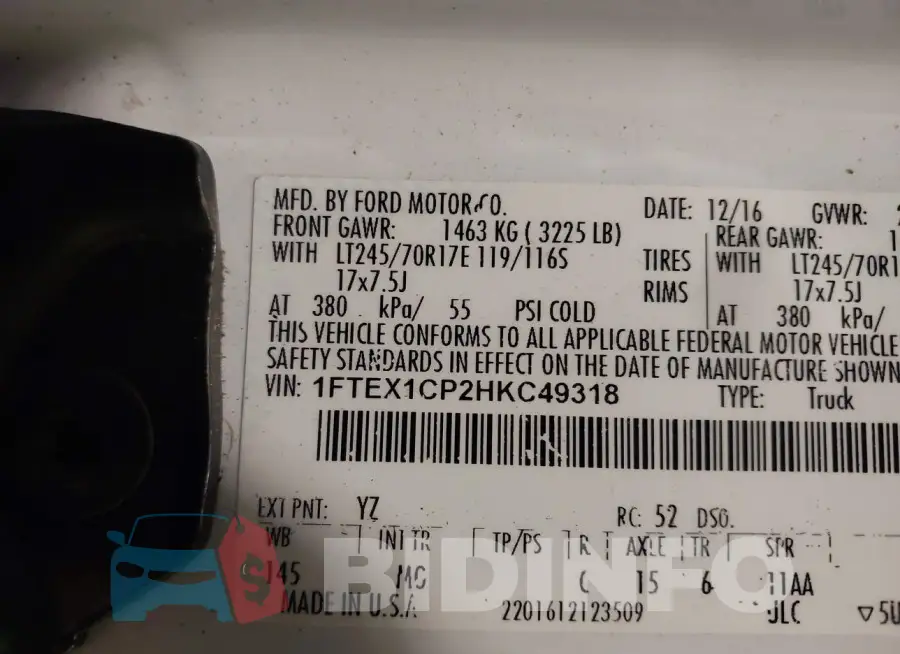 1FTEX1CP2HKC49318 Photo# 9