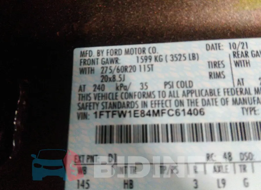 1FTFW1E84MFC61406 Photo# 9