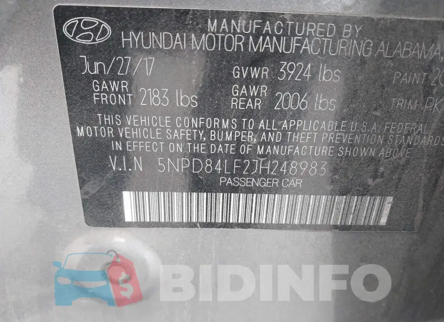 5NPD84LF2JH248983 Photo# 9