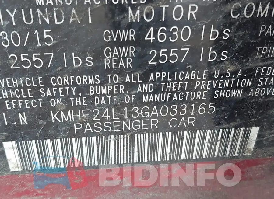 KMHE24L13GA033165 Photo# 9