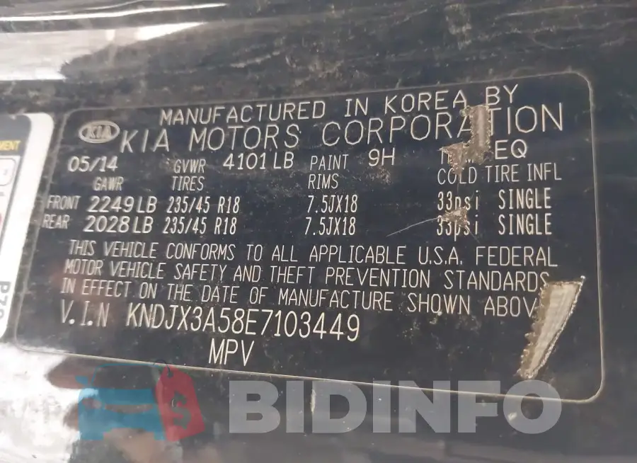 KNDJX3A58E7103449 Photo# 9
