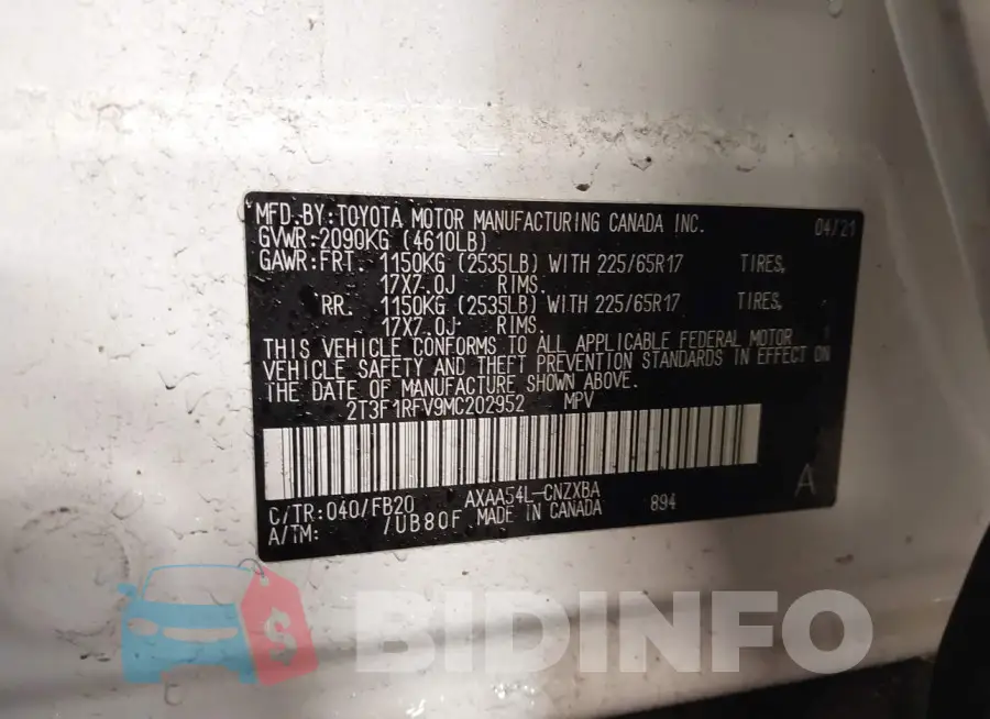 2T3F1RFV9MC202952 Photo# 9