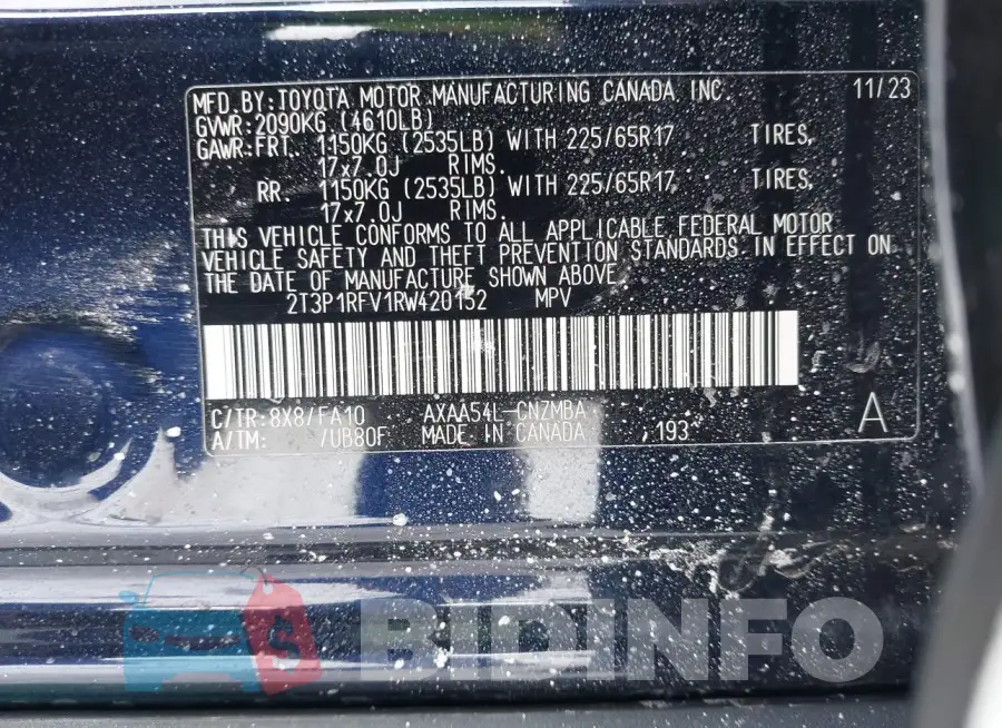 2T3P1RFV1RW420152 Photo# 9