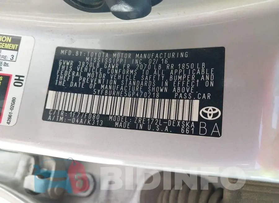 5YFBURHE5GP470218 Photo# 9