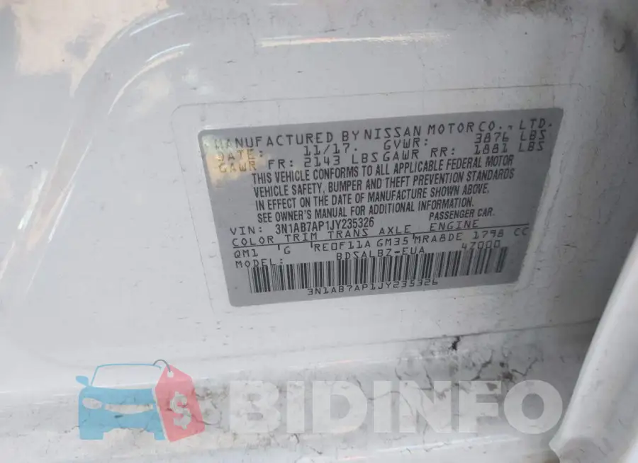 3N1AB7AP1JY235326 Photo# 9