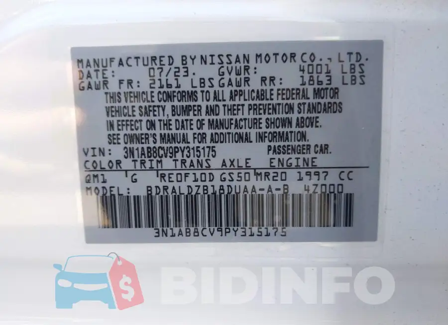 3N1AB8CV9PY315175 Photo# 9