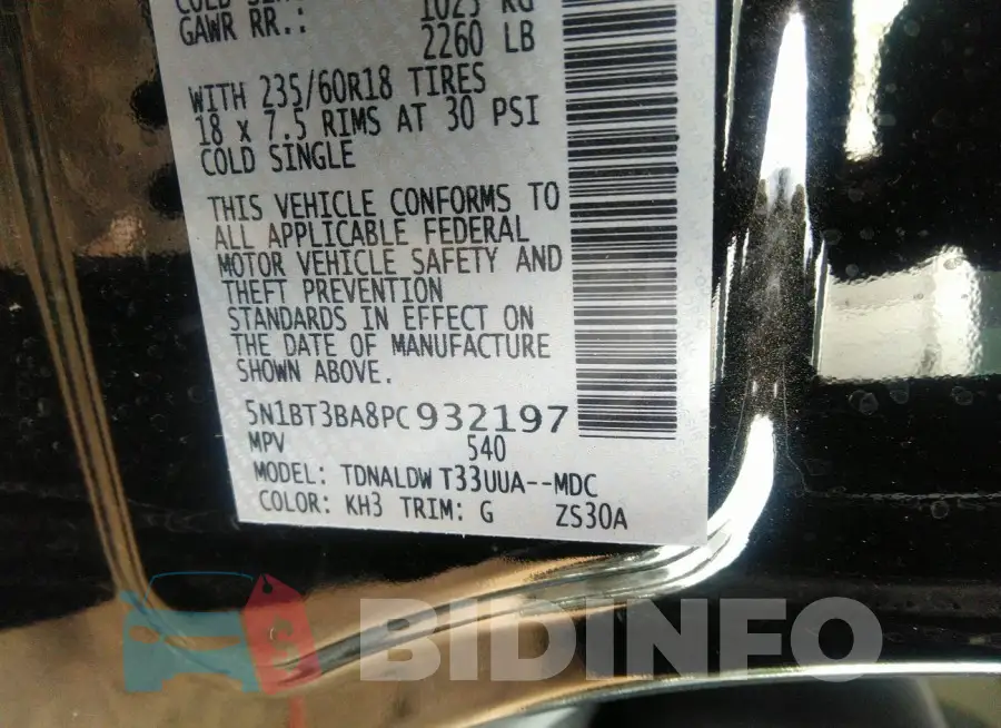 5N1BT3BA8PC932197 Photo# 9