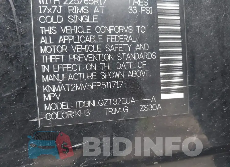 KNMAT2MV5FP511717 Photo# 9