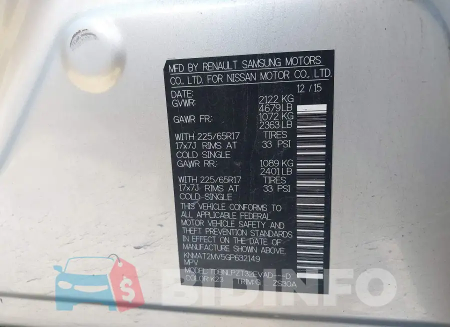 KNMAT2MV5GP632149 Photo# 9