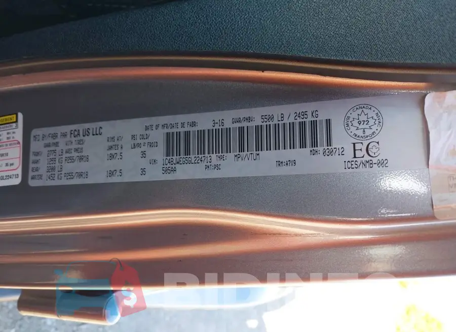 1C4BJWEG5GL224713 Photo# 9