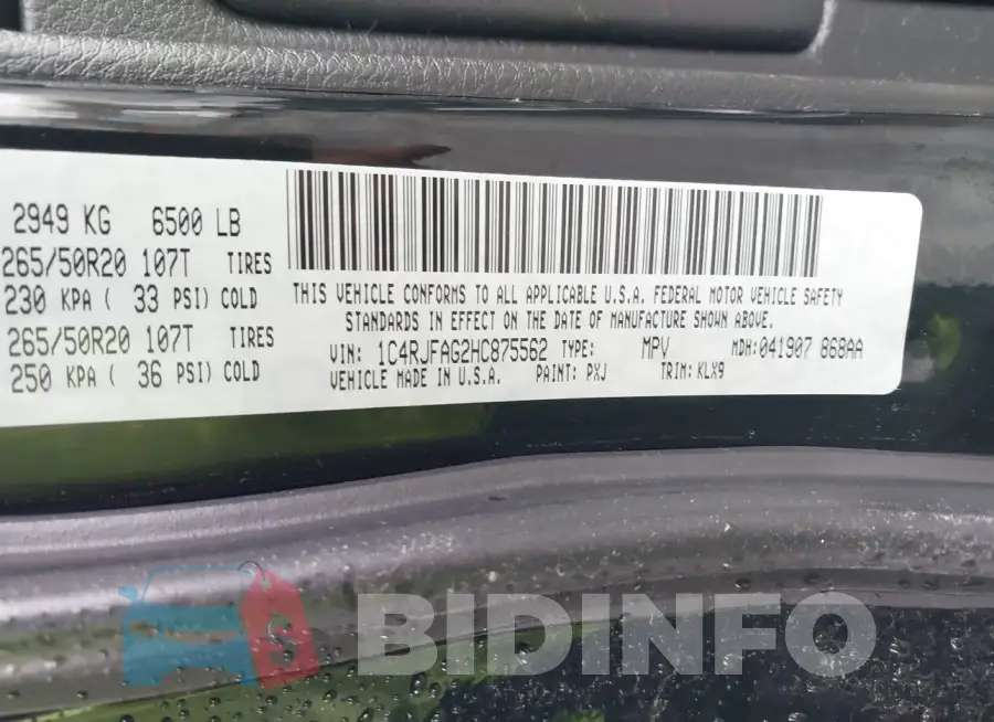 1C4RJFAG2HC875562 Photo# 9