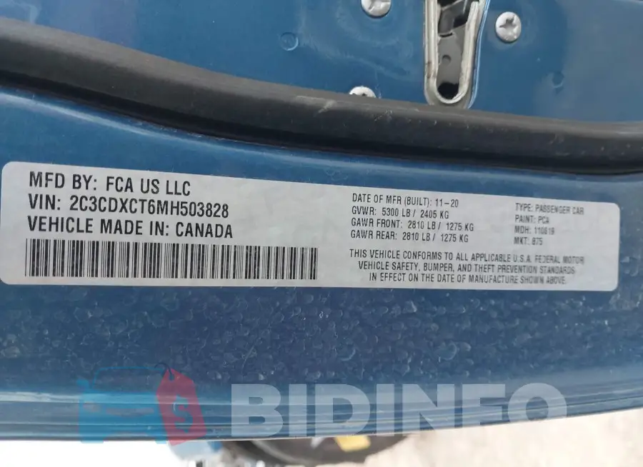 2C3CDXCT6MH503828 Photo# 9