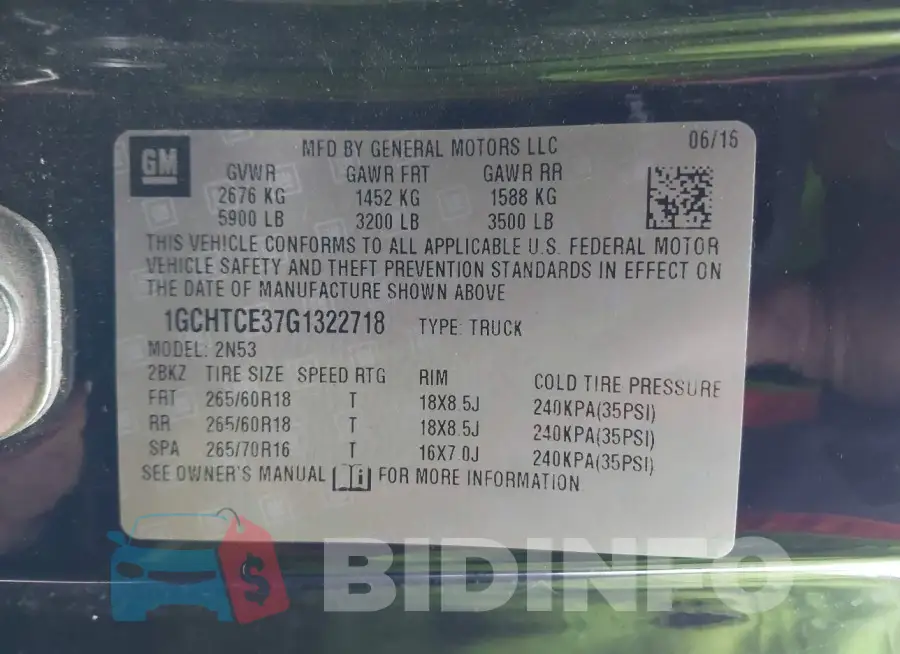 1GCHTCE37G1322718 Photo# 9