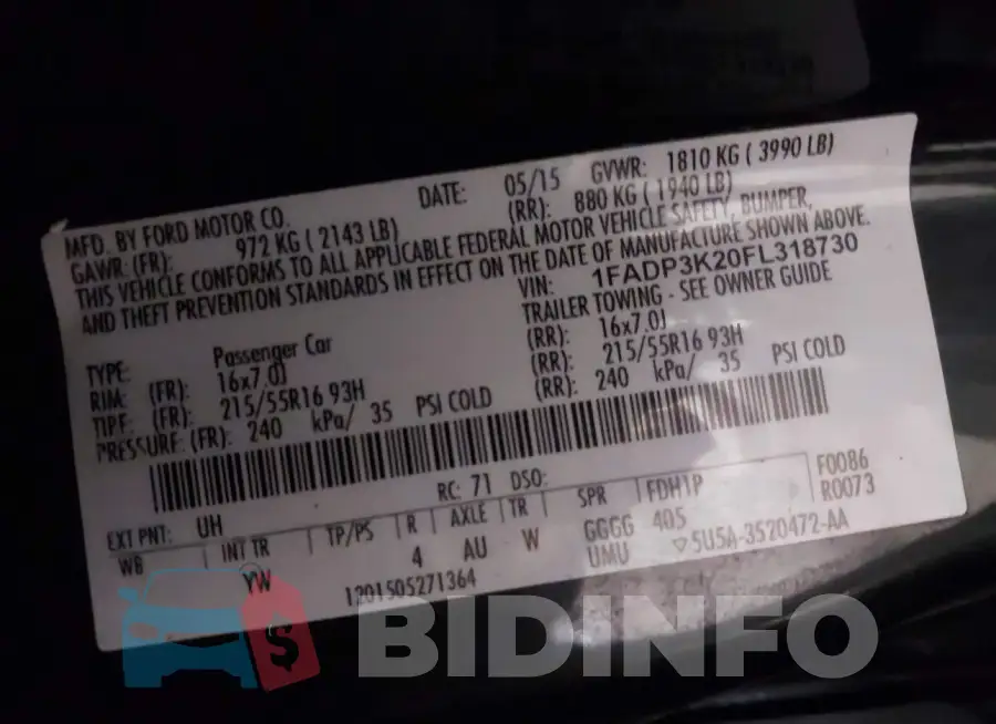 1FADP3K20FL318730 Photo# 9