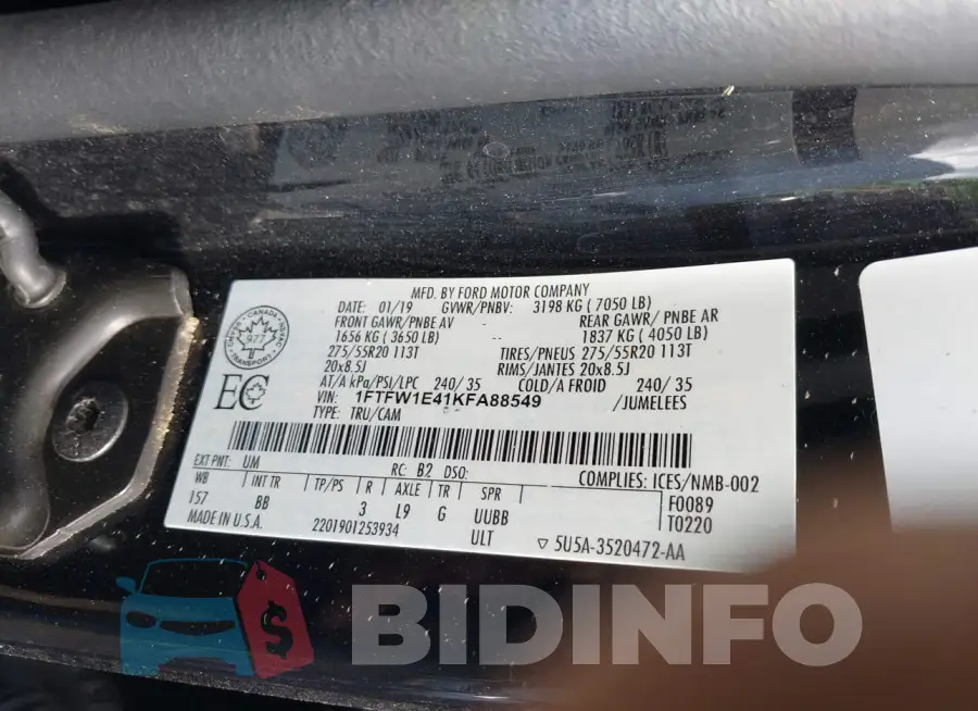 1FTFW1E41KFA88549 Photo# 9