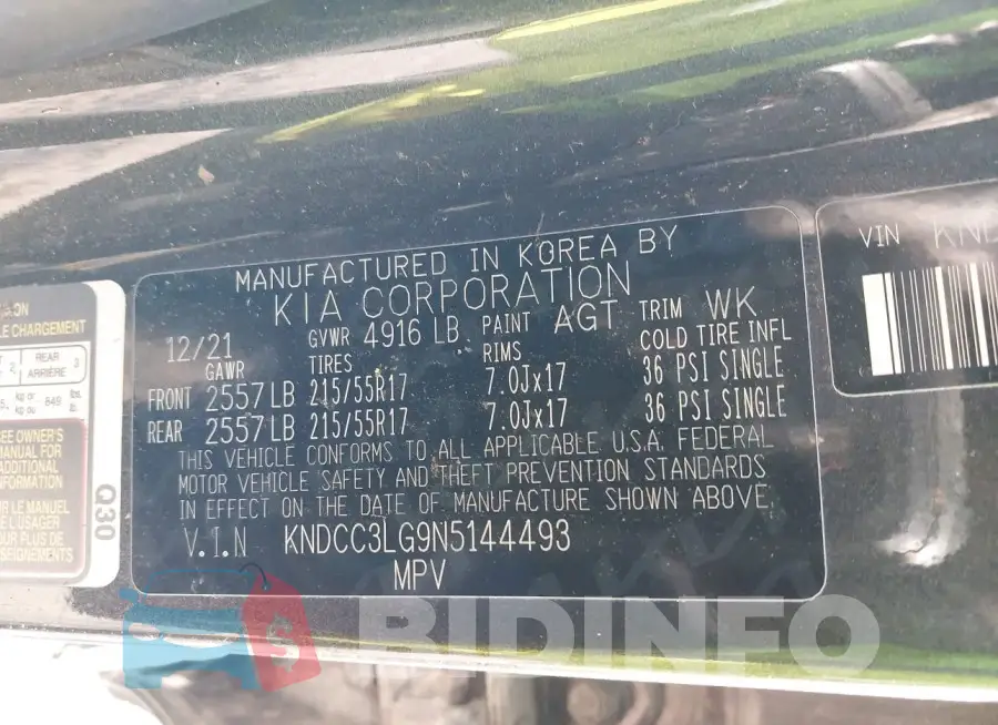 KNDCC3LG9N5144493 Photo# 9