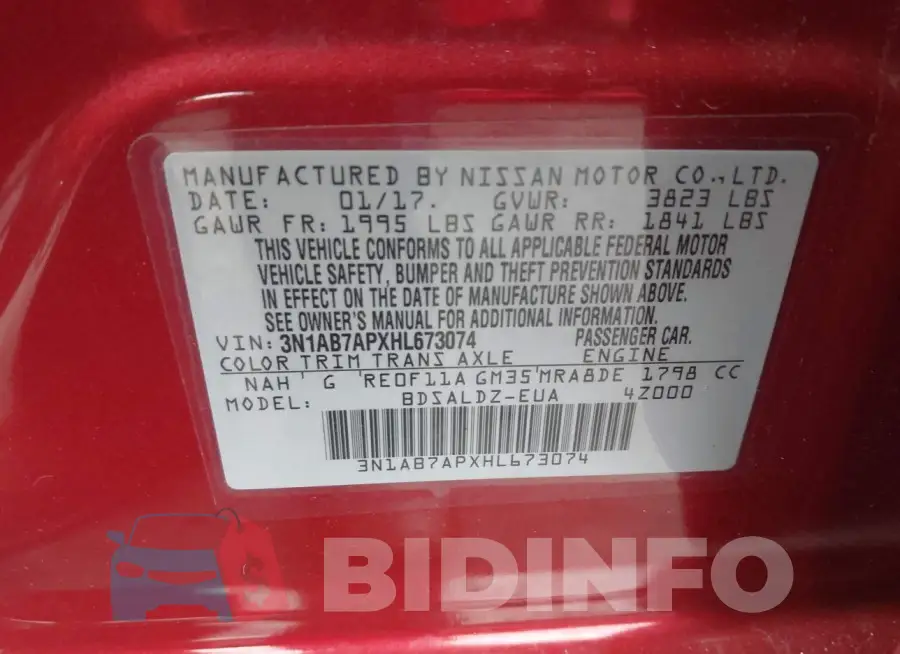 3N1AB7APXHL673074 Photo# 9