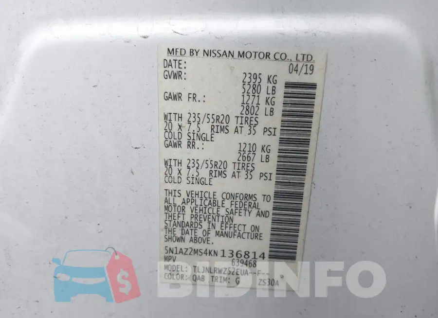 5N1AZ2MS4KN136814 Photo# 9
