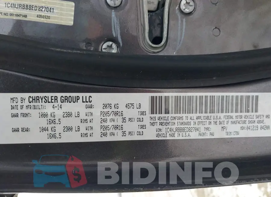 1C4NJRBB8ED827041 Photo# 9