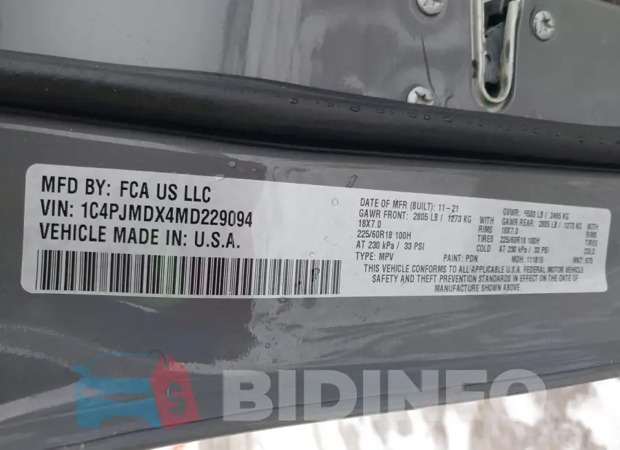 1C4PJMDX4MD229094 Photo# 9