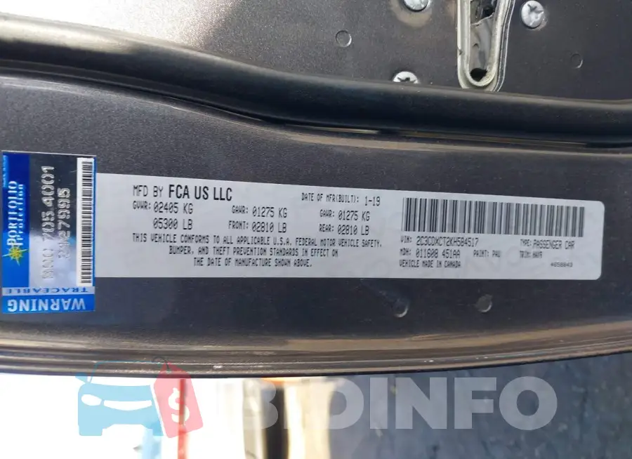 2C3CDXCT2KH584517 Photo# 9