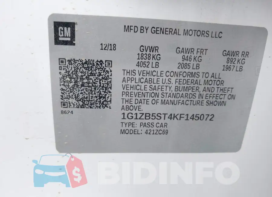 1G1ZB5ST4KF145072 Photo# 9